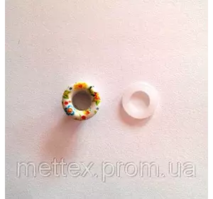 Блочка (люверс) 6 мм эмаль с рисунком № 11 с пластиковым кольцом