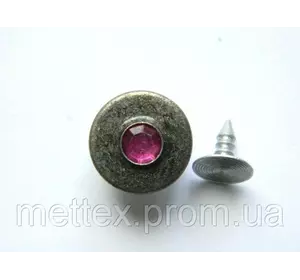 Джинсовая пуговица НЕРЖ № 6 / 14 мм - бл никель камень сирень
