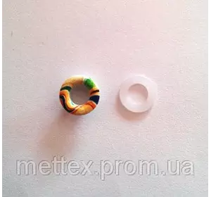 Блочка (люверс) 6 мм эмаль с рисунком № 3 с пластиковым кольцом