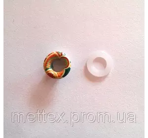 Блочка (люверс) 6 мм эмаль с рисунком № 6 с пластиковым кольцом