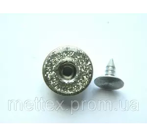 Джинсовая пуговица НЕРЖ № 7 / 14 мм - блестки с дырочкой