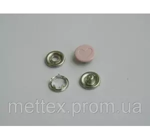 Кнопка 9,5 мм ЛОГО СЕРДЕЧКО № 133 - розовая