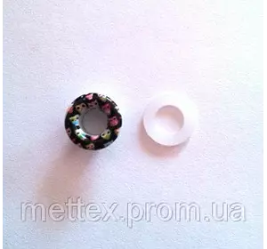 Блочка (люверс) 6 мм эмаль с рисунком № 1 с пластиковым кольцом