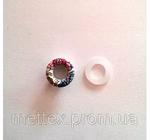 Блочка (люверс) 6 мм эмаль с рисунком № 8 с пластиковым кольцом