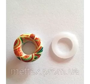 Блочка (люверс) 8 мм эмаль с рисунком № 6 с пластиковым кольцом