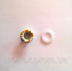 Блочка (люверс) 6 мм эмаль с рисунком № 11 с пластиковым кольцом