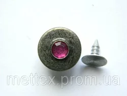 Джинсовая пуговица НЕРЖ № 6 / 14 мм - бл никель камень сирень