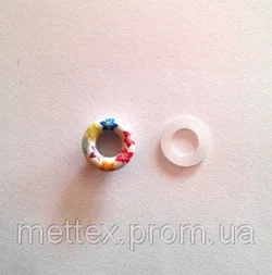 Блочка (люверс) 6 мм эмаль с рисунком № 10 с пластиковым кольцом