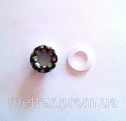 Блочка (люверс) 6 мм эмаль с рисунком № 1 с пластиковым кольцом