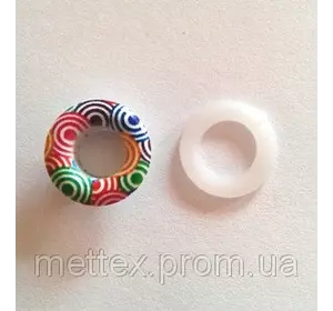 Блочка (люверс) 8 мм эмаль с рисунком № 5 с пластиковым кольцом